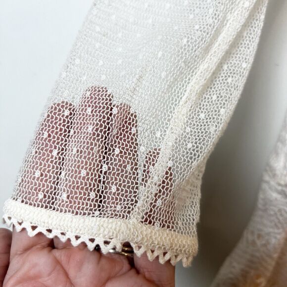 Stevie May Ivory Crochet Lace Long Sleeve Gallery Mini Dress Sz S - Picture 4 of 10